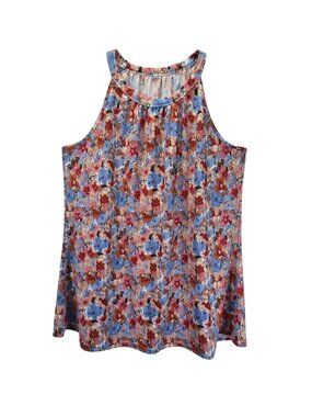 NWOT | Floral Halter High Neck Flowy Sleeveless Tank Top Summer Bloom | Large